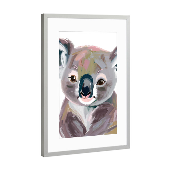 Poster mit Rahmen Silber "Süßer Koala" artboxONE - Für Kinder,Tiere,Abstrakt - Koala,Bär,Koalabär,Australien,Beuteltier