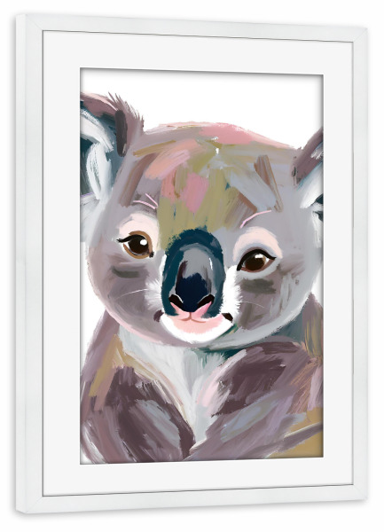 Poster mit Rahmen weiß "Süßer Koala" artboxONE - Für Kinder,Tiere,Abstrakt - Koala,Bär,Koalabär,Australien,Beuteltier