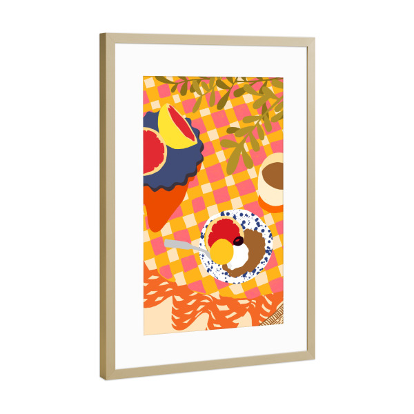 Poster mit Rahmen Gold "Blüten und Brunch" artboxONE - Natur,Essen & Trinken,Essen & Trinken / Obst & Gemüse