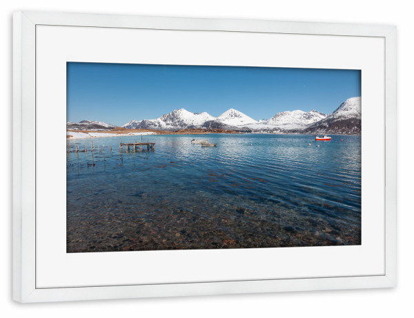 Poster mit Rahmen weiß "Norwegen im Winter" artboxONE - Natur,Reise / Länder
