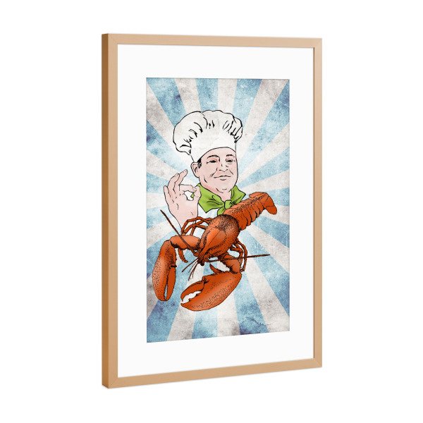 Poster mit Rahmen Kupfer "Lobster retro kitchen" artboxONE - Essen & Trinken