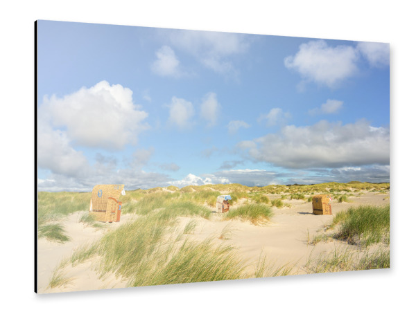 Alu-Dibond "Strandkörbe in den Dünen" 30x20 cm artboxONE