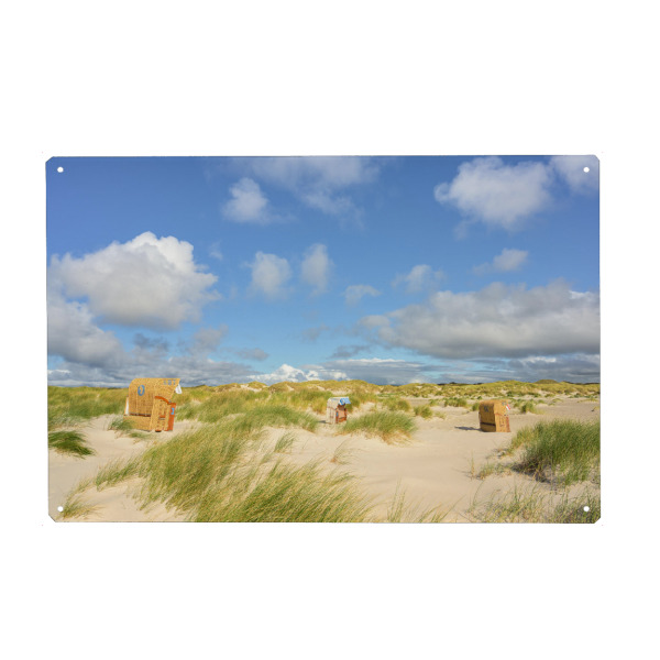 Holzbild "Strandkörbe in den Dünen" artboxONE - Natur,Reise,Reise / Strand und Meer