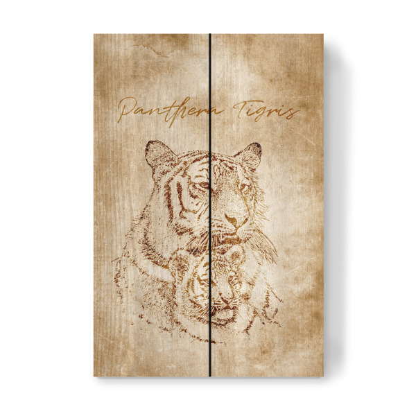 Holzbild "Tiger vintage" artboxONE - Reise,Tiere,Reise / Asien,Reise / Länder