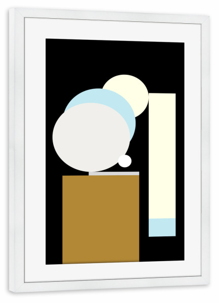 Poster mit Rahmen weiß "Girl with geometric pearl earring" artboxONE - Abstrakt