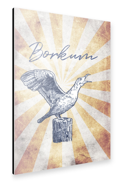 Alu-Dibond "Borkum vintage" 30x20 cm artboxONE