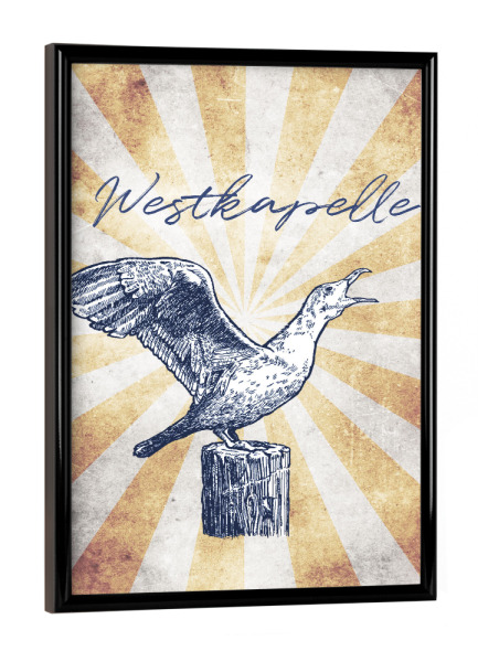 Poster mit schwarzem Rahmen "Westkapelle vintage" artboxONE - Reise,Tiere,Reise / Strand und Meer,Reise / Länder