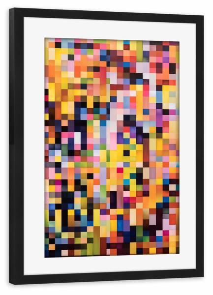 Poster mit Rahmen schwarz "Quadratische bunte Träume" artboxONE - Abstrakt,Geometrie