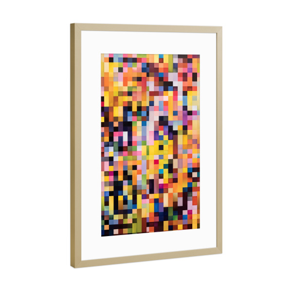 Poster mit Rahmen Gold "Quadratische bunte Träume" artboxONE - Abstrakt,Geometrie
