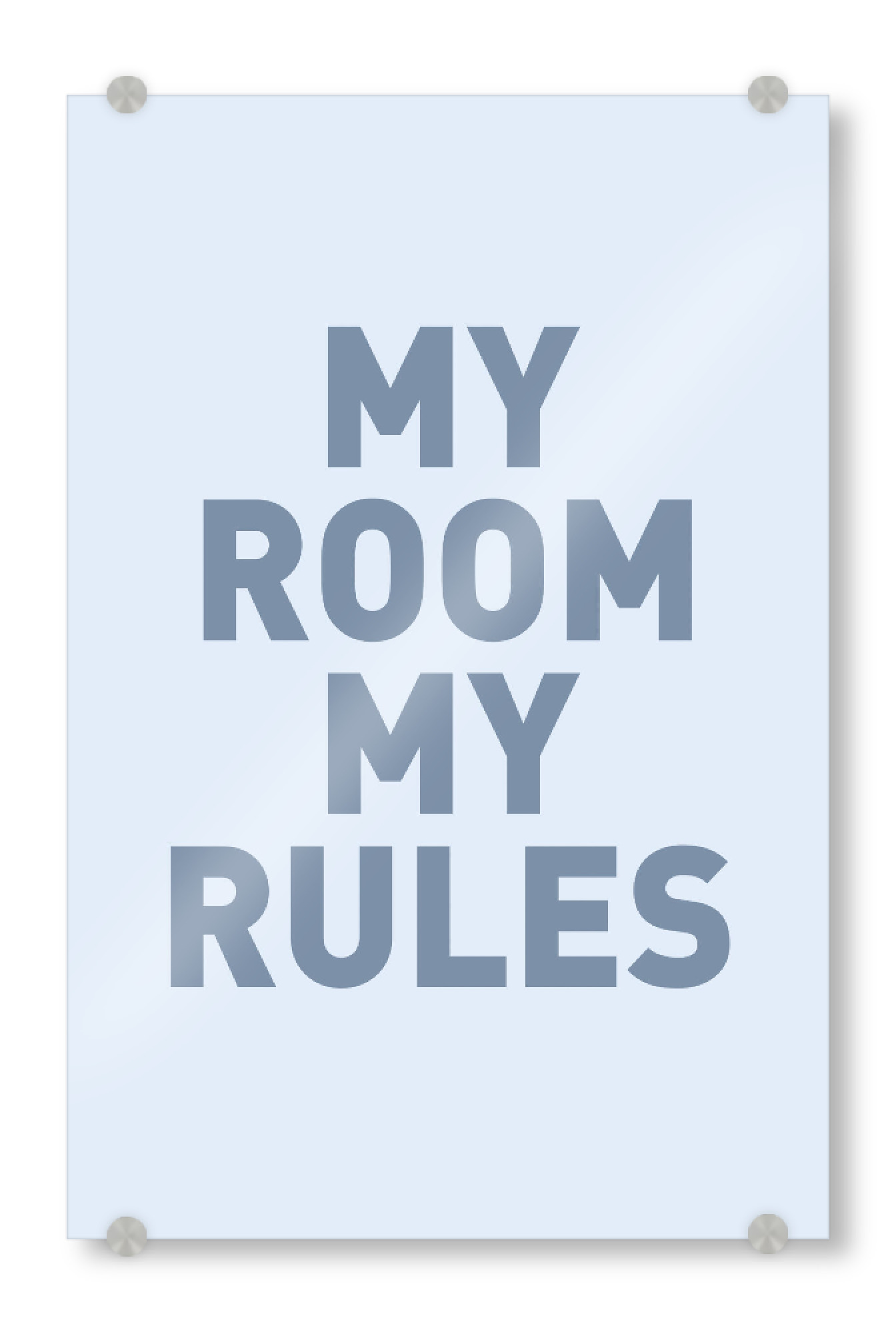 Acrylglasbild "My Room my Rules - Schild Hellblau" artboxONE - Typografie,Für Kinder,Menschen,Männer,Lustig
