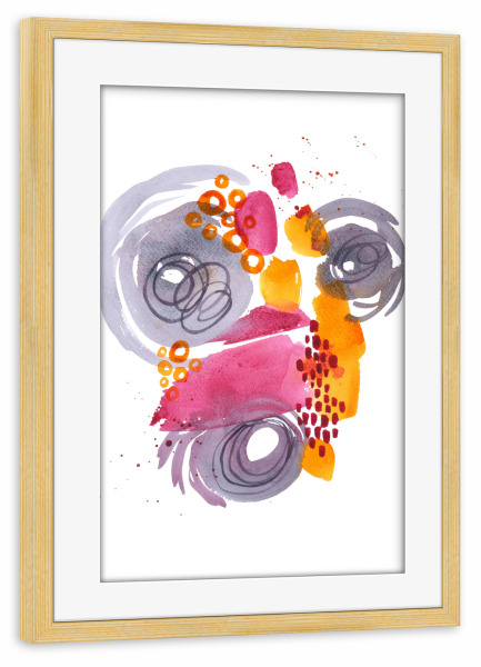Poster mit Rahmen kiefer "Watercolor Flow" artboxONE - Abstrakt - Watercolor,Abstrakt,Abstrakte kunst,Aquarell,Colorful,Dekorative kunst