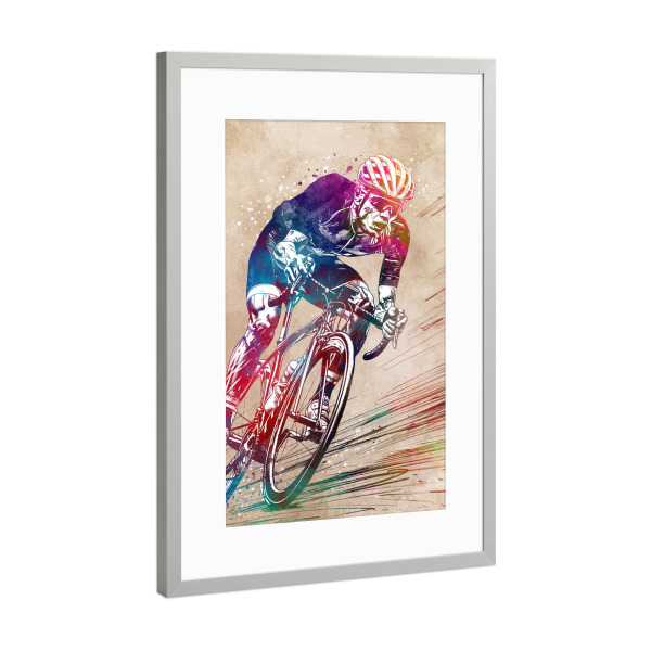 Poster mit Rahmen Silber "Radsportkunst AE" artboxONE - Sport,Sport / Sommerspiele - Fahrrad,Radfahren,Fahrrad,Biker,Radfahrer,Grafik,Sport