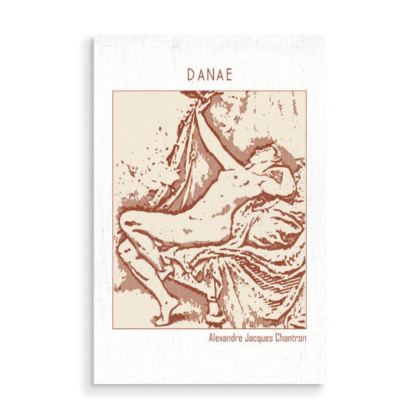 Holzbild "Danae" artboxONE - Abstrakt - Digitale malerei,Illustrativ,Strichzeichnungen,Minimalistisch,Monochromatisch,Menschen