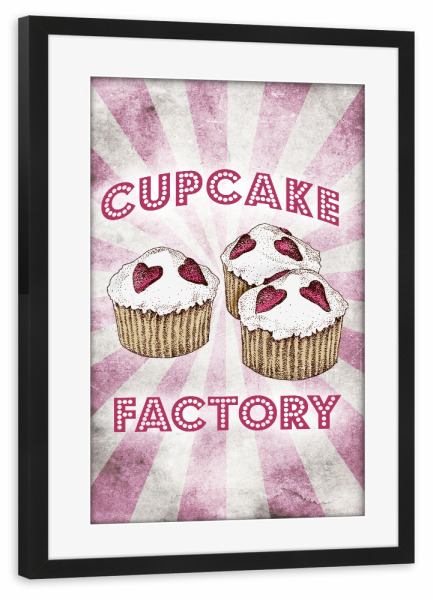 Poster mit Rahmen schwarz "Cupcakes vintage" artboxONE - Essen & Trinken,Liebe,Für Mama