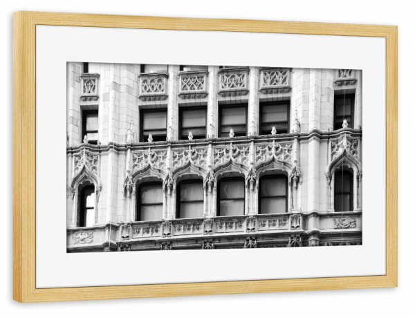 Poster mit Rahmen kiefer "Fassade in NYC" artboxONE - Städte / New York,Reise,Schwarzweiß,Architektur,Reise / Länder