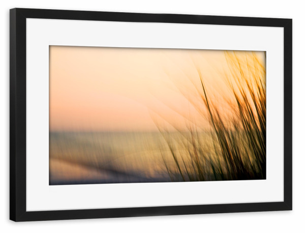 Poster mit Rahmen schwarz "Dünengras" artboxONE - Natur,Reise / Strand und Meer - Meer,Ostsee,Küste,Düne,Gras,Abendlicht