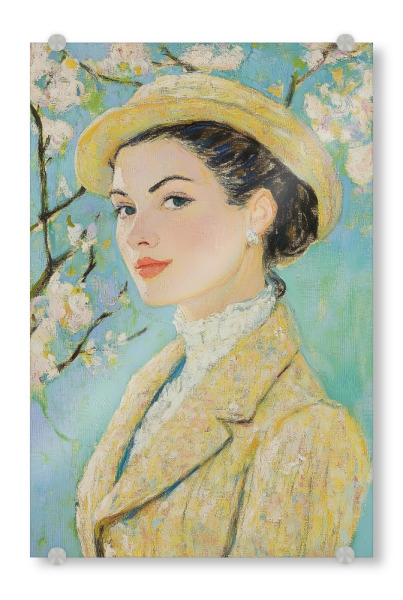 Acrylglasbild "Frau in gelber Jacke" artboxONE - Natur,Floral,Abstrakt,Fashion - Jacke,Frau in jacke,Mädchen,Mode,Frauenporträt,Porträt