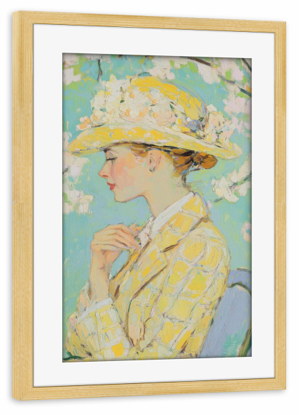 Poster mit Rahmen kiefer "Frau in gelber Tweedjacke" artboxONE - Floral,Abstrakt,Menschen,Fashion,Städte / Tokio