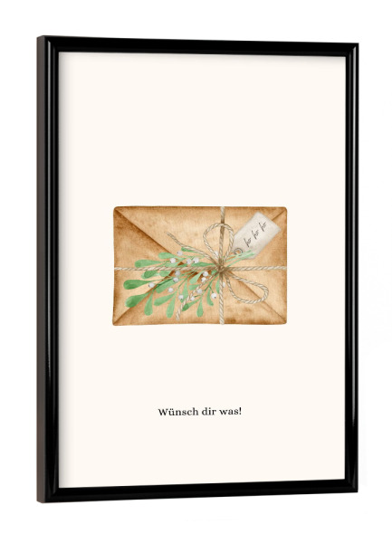 Poster mit schwarzem Rahmen "Wunschzettel - Wünsch dir was" artboxONE - Weihnachten
