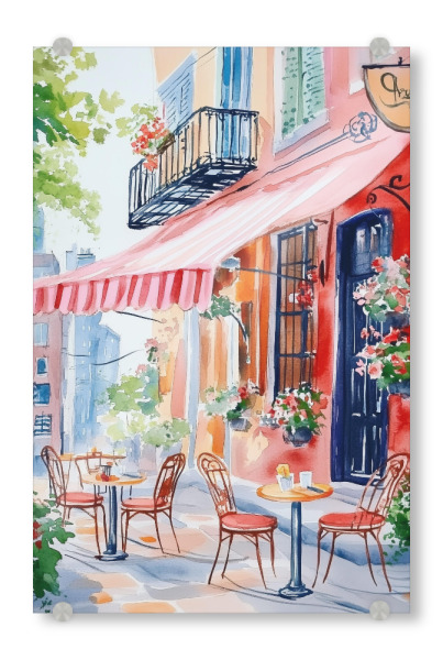 Acrylglasbild "Café im Freien" artboxONE - Reise,Essen & Trinken,Abstrakt