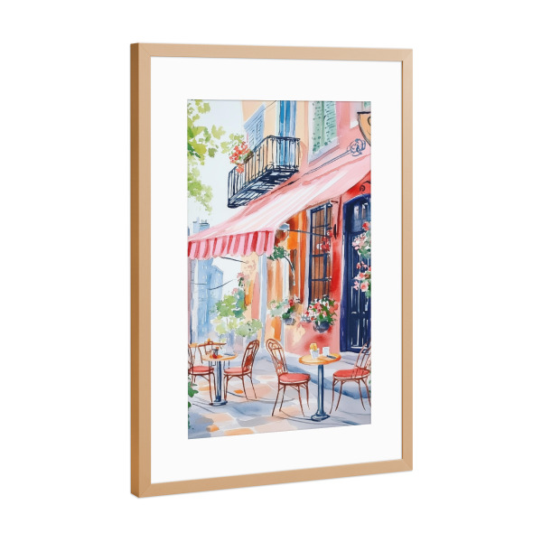 Poster mit Rahmen Kupfer "Café im Freien" artboxONE - Reise,Essen & Trinken,Abstrakt