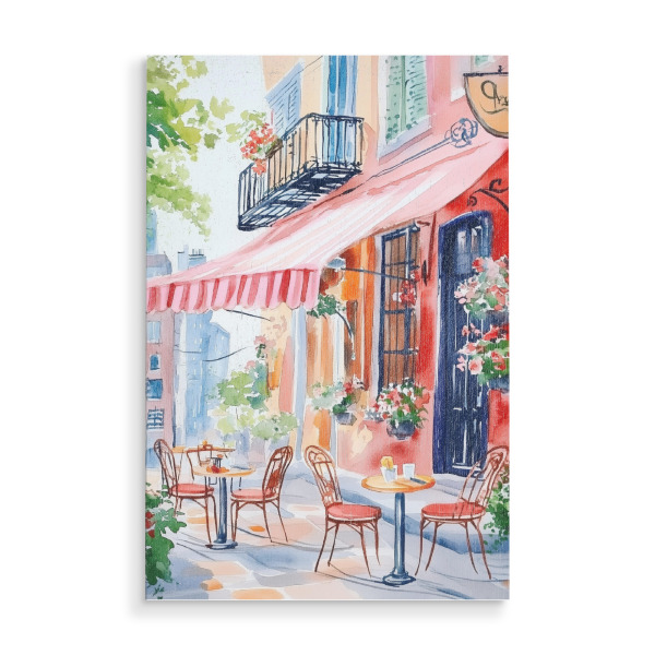 Holzbild "Café im Freien" artboxONE - Reise,Essen & Trinken,Abstrakt - Café,Café im freien,Paris,London,Restaurant,Restaurantdekor,Cafédekor,Aquarell