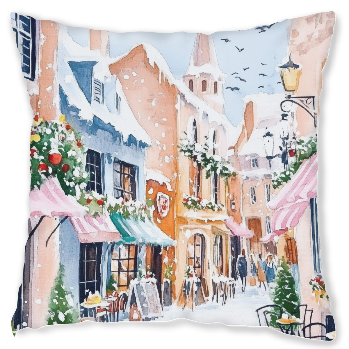 Design-Kissen "Weihnachtsdorf-Aquarell" artboxONE - Architektur,Weihnachten,Festivals