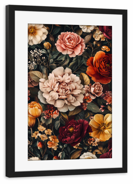 Poster mit Rahmen schwarz "Blumengarten E (matart)" artboxONE - Natur,Floral - Flowers,Garden,Nature,Modern,Art
