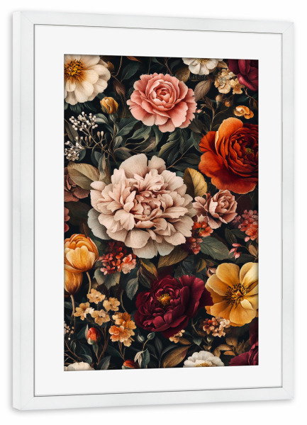Poster mit Rahmen weiß "Blumengarten E (matart)" artboxONE - Natur,Floral - Flowers,Garden,Nature,Modern,Art