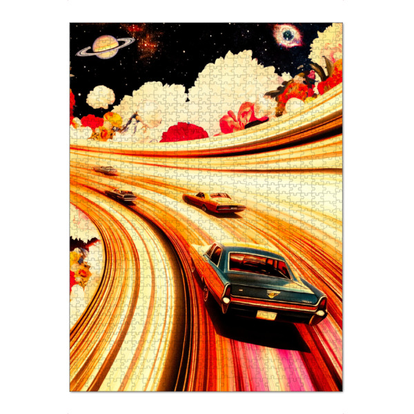 Puzzle Ravensburger "Blumen-Weltraumrennen" artboxONE - Floral,Sport / Motorsport,Automobile,Fiktion,Galaxy