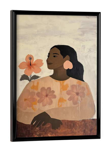 Poster mit schwarzem Rahmen "Wahine mit Hibiskus" artboxONE - Menschen