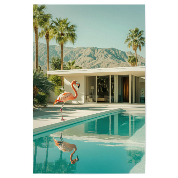 Poster "Flamingo am Pool Art" artboxONE - Tiere,Architektur,Reise / Länder