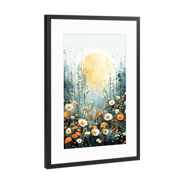 Poster mit Rahmen Schwarz (Metallic) "Wiese voller Blumen D (matart)" artboxONE - Natur,Floral - Blumen,Wiese,Natur,Modern,Kunst