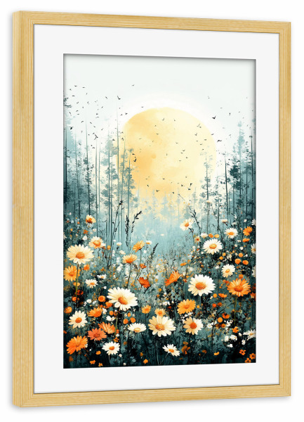 Poster mit Rahmen kiefer "Wiese voller Blumen D (matart)" artboxONE - Natur,Floral - Blumen,Wiese,Natur,Modern,Kunst