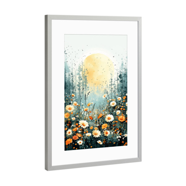 Poster mit Rahmen Silber "Wiese voller Blumen D (matart)" artboxONE - Natur,Floral - Blumen,Wiese,Natur,Modern,Kunst