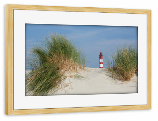 Poster mit Rahmen kiefer "Leuchtturm Insel Amrum" artboxONE - Natur,Reise,Architektur - Leuchtturm,Insel amrum,Strand