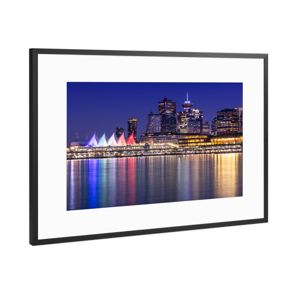 Poster mit Rahmen Schwarz (Metallic) "Abendimpression aus Vancouver" artboxONE - Städte,Architektur,Reise / Länder,Städte / Weitere