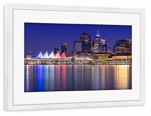 Poster mit Rahmen weiß "Abendimpression aus Vancouver" artboxONE - Städte,Architektur,Reise / Länder,Städte / Weitere