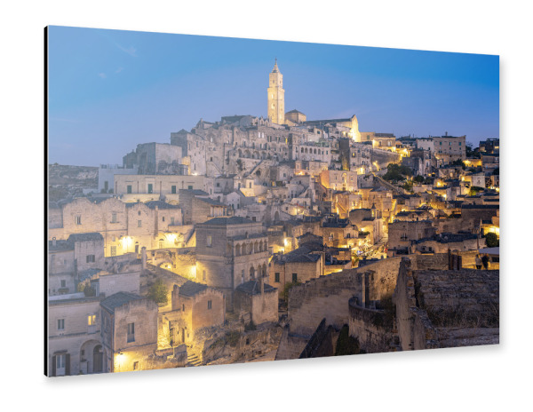 Alu-Dibond "Matera bei Nacht" 30x20 cm artboxONE