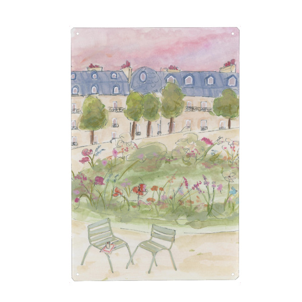 Metall Poster "Pariser Garten" artboxONE - Reise,Floral,Architektur,Städte / Paris,Für Mama