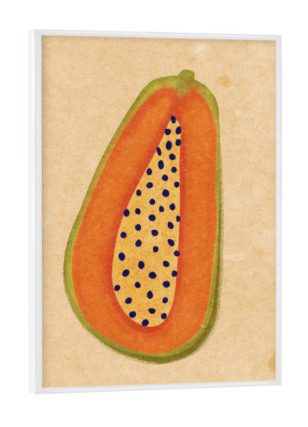 Poster mit weißem Rahmen "Eine halbierte Papaya" artboxONE - Natur,Floral,Essen & Trinken,Für Mama,Essen & Trinken / Obst & Gemüse