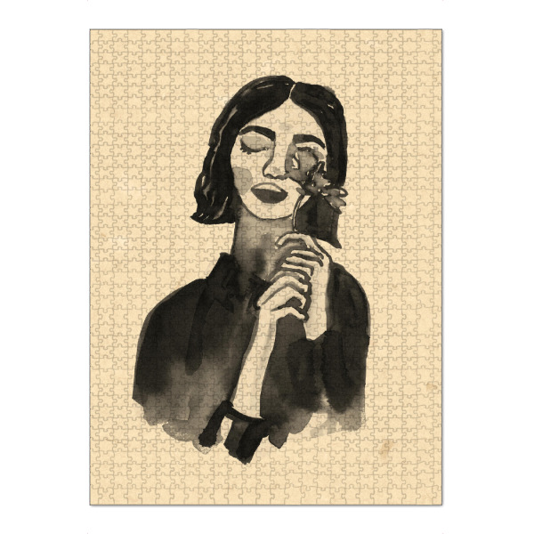 Puzzle Ravensburger "Mädchen mit Blume" artboxONE - Floral,Abstrakt,Menschen,Fashion