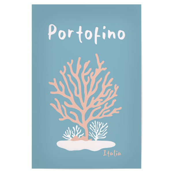 Poster 30x20 cm "Portofino Korallen Kunst" artboxONE - Typografie,Natur,Reise / Strand und Meer