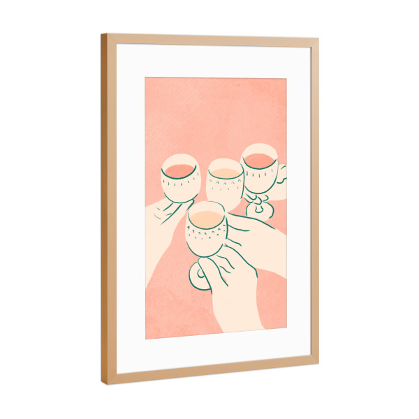 Poster mit Rahmen Kupfer "Prost auf gute Zeiten" artboxONE - Abstrakt,Essen & Trinken / Alkohol
