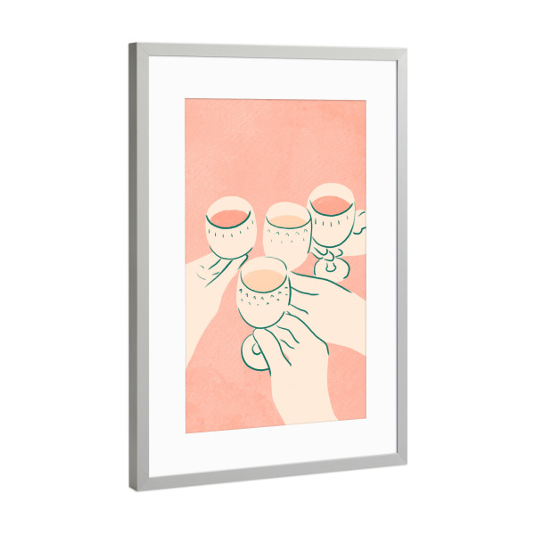 Poster mit Rahmen Silber "Prost auf gute Zeiten" artboxONE - Abstrakt,Essen & Trinken / Alkohol
