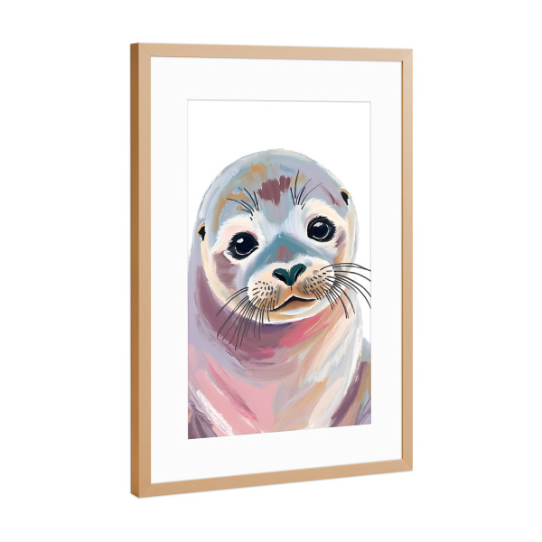 Poster mit Rahmen Kupfer "Süße Robbe" artboxONE - Für Kinder,Tiere,Abstrakt