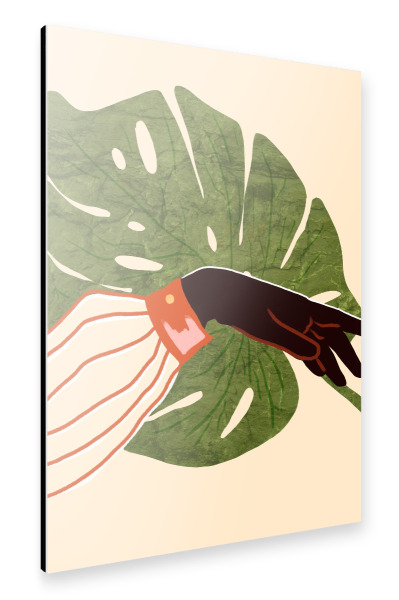 Alu-Dibond "Grüne Leinwand, roter Akzent" 30x20 cm artboxONE