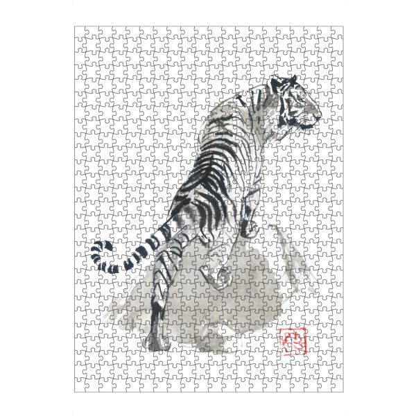 Puzzle Ravensburger "Tiger auf den Felsen" artboxONE - Tiere,Schwarzweiß - Tiger,Rock,Sumie,Japan - Bild tiger