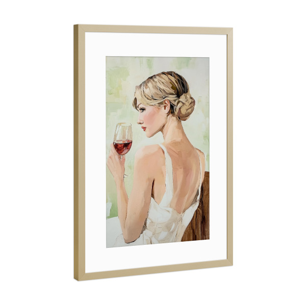 Poster mit Rahmen Gold "Wein und Weiblichkeit" artboxONE - Menschen,Essen & Trinken / Alkohol