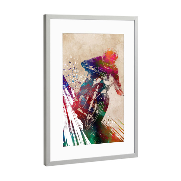 Poster mit Rahmen Silber "Motorsport-Sportkunst L" artboxONE - Sport / Motorsport,Sport - Motor,Motorsport,Rennsport,Sport,Grafik